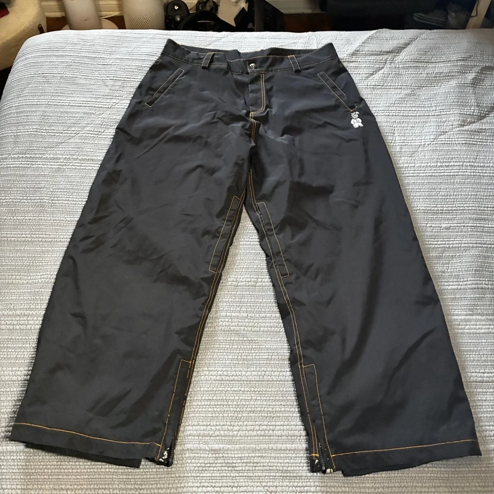 Vintage H-Street H-St Snow Pants Black Orange Stitch Baggy Skate Y2K Mens 36x30